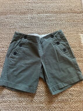 JCrew Classic Olive Green Button-Accent Shorts